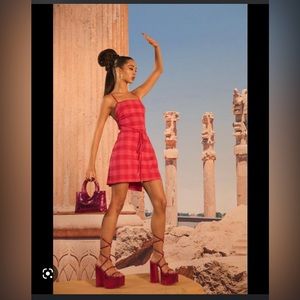 Cult Gaia Mini Ghermez Rose Plaid Dress